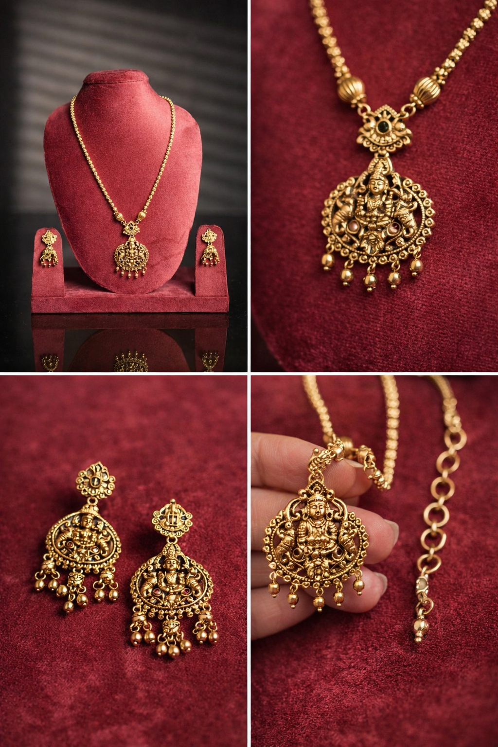 Handcrafted Antique Gold Temple Jewellery Set for Weddings & Festive Wear