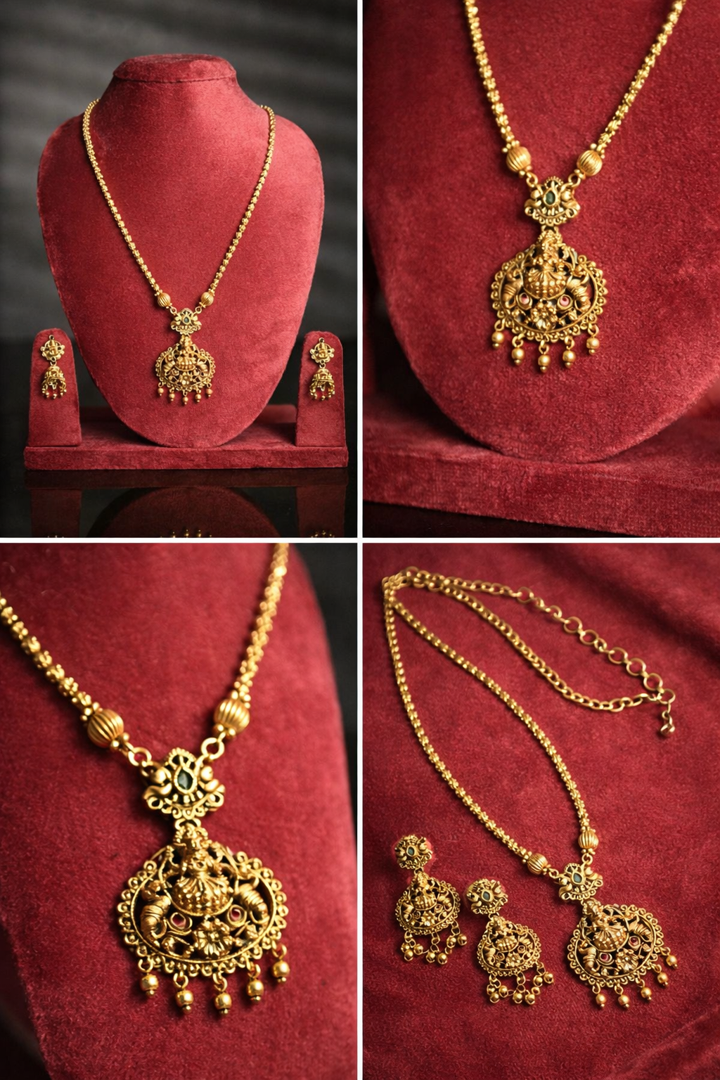 Handcrafted Antique Gold Temple Jewellery Set for Weddings & Festive Wear