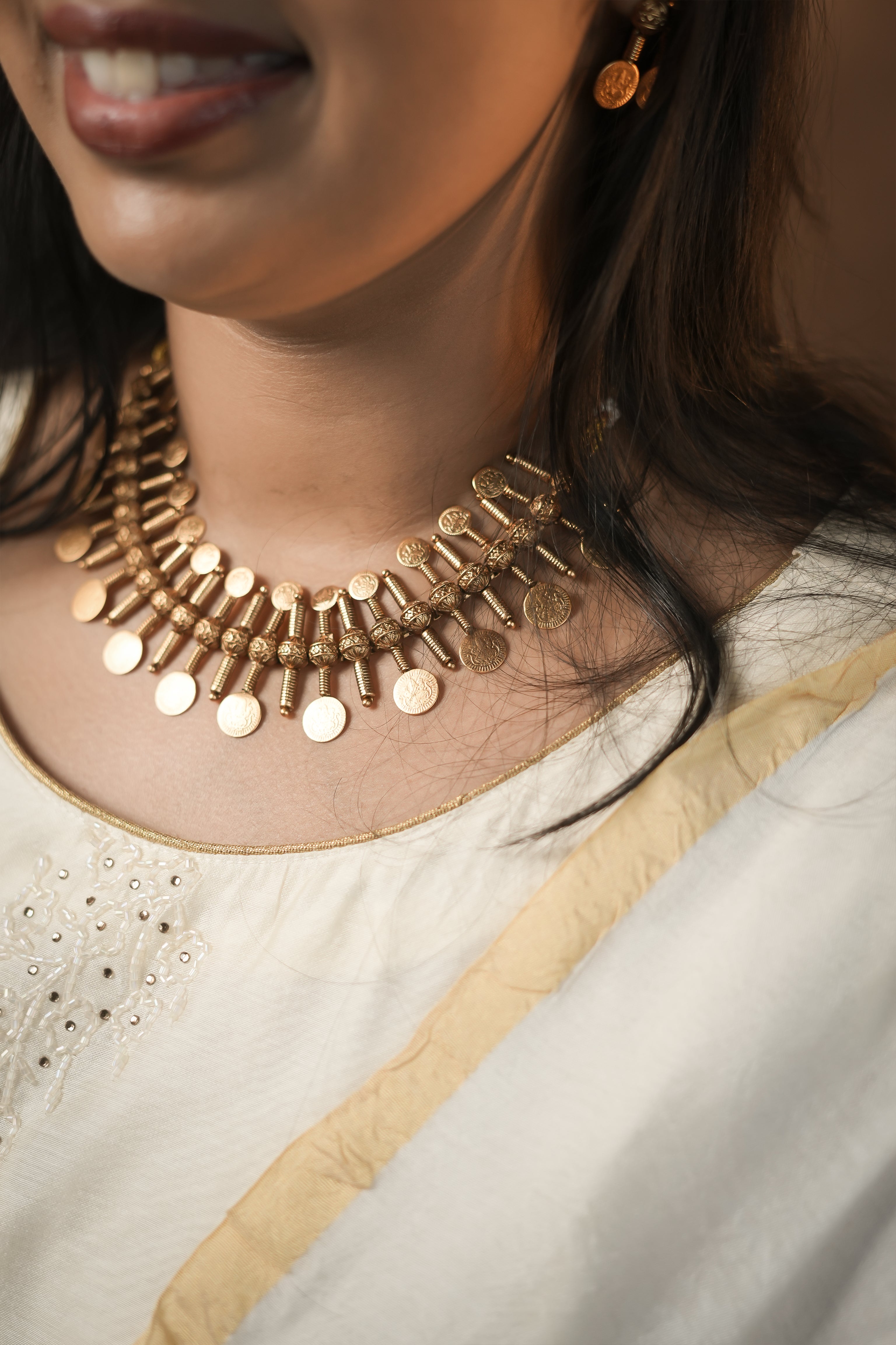 RJ-002- Antique Gold Coin Necklace (Kasumala)
