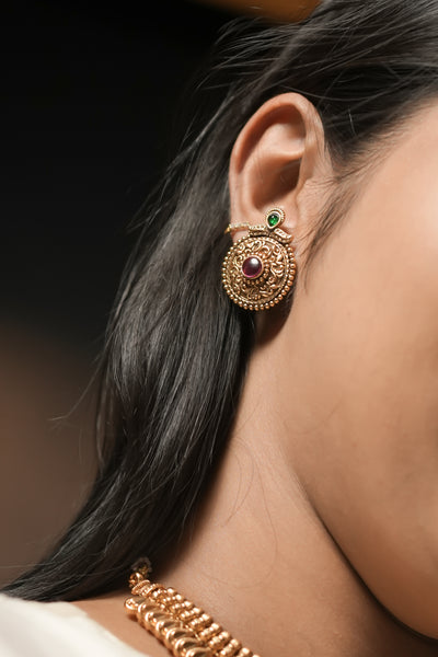 RJ-003- Ruby & Emerald Floral Vanki Necklace Set
