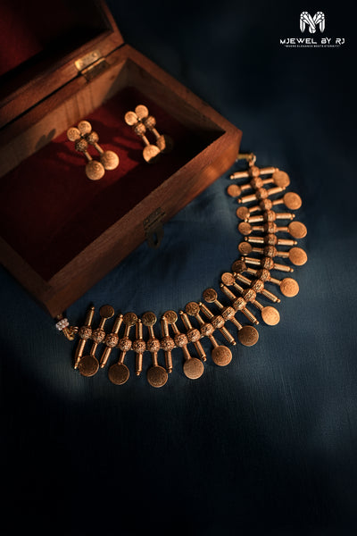 RJ-002- Antique Gold Coin Necklace (Kasumala)