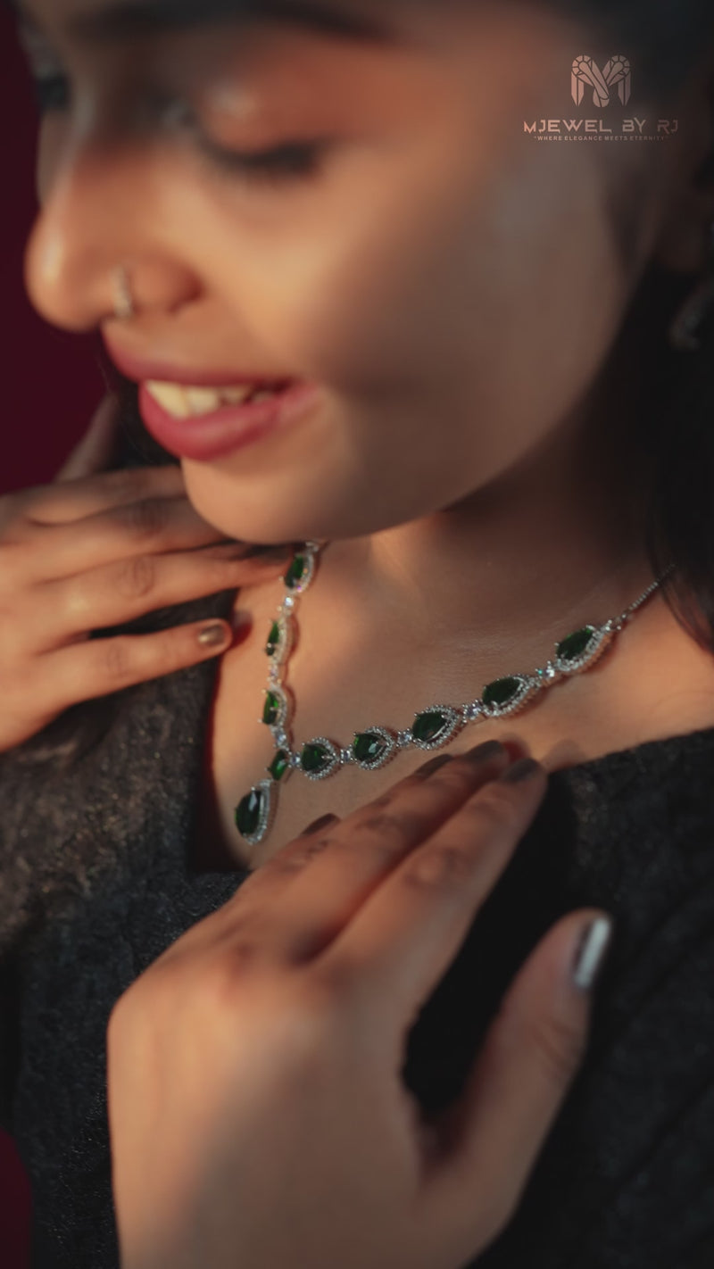 RJ-009 – Emerald Elegance Necklace & Earring Set