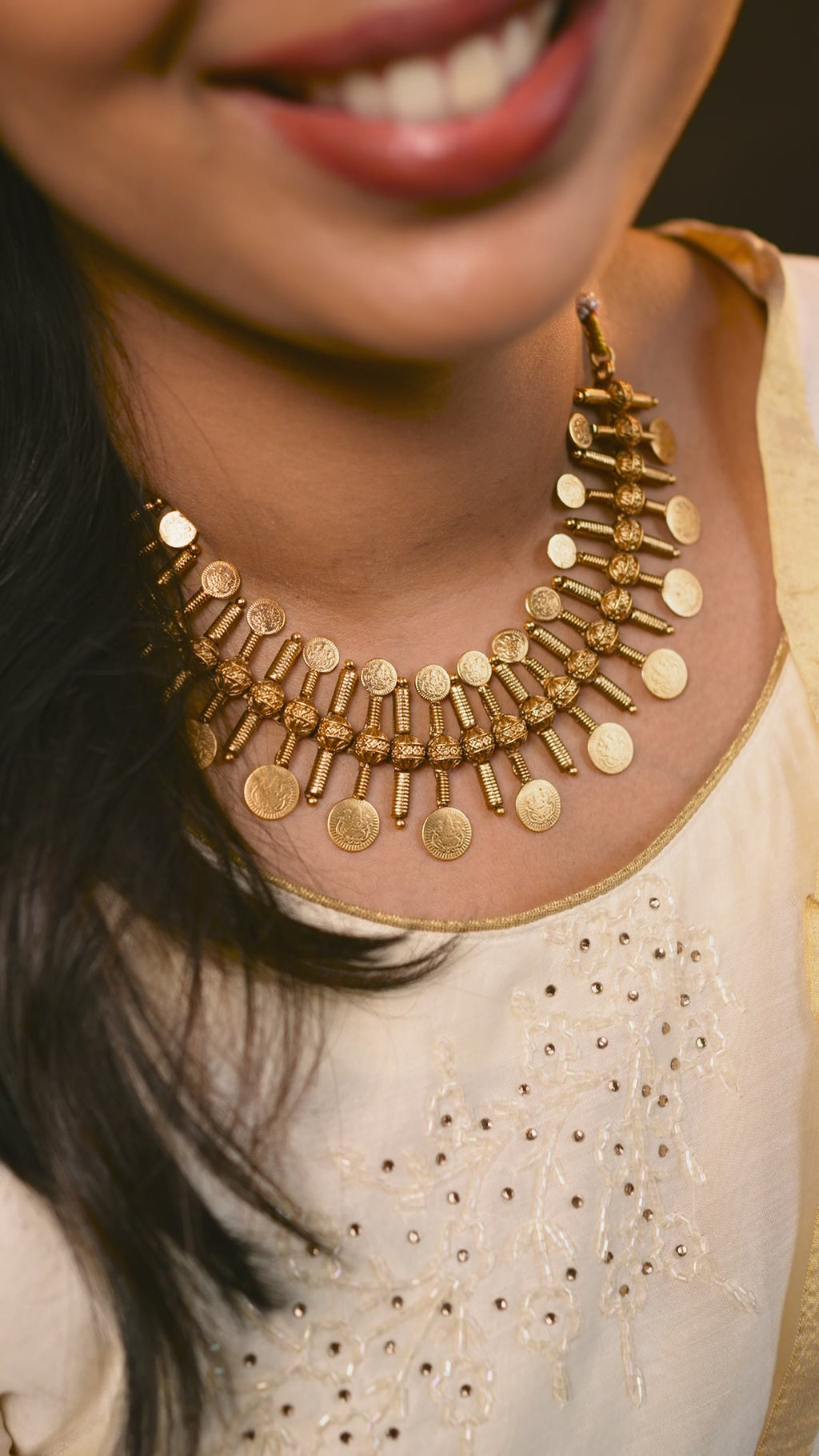 RJ-002- Antique Gold Coin Necklace (Kasumala)